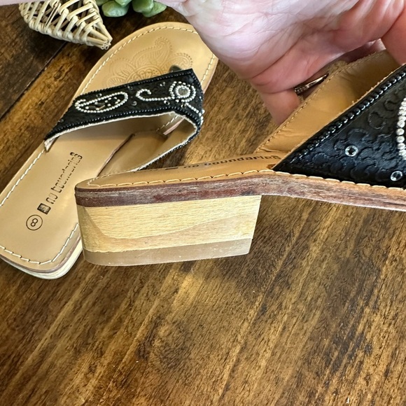 No Boundaries | Y2K Boho Beaded Sandals with Wood Block Heel - Picture 5 of 6